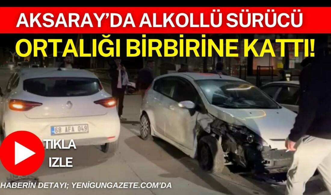 Aksaray’da alkollü olduğu belirlenen bir sürücünün hatalı sollama girişimi zincirleme