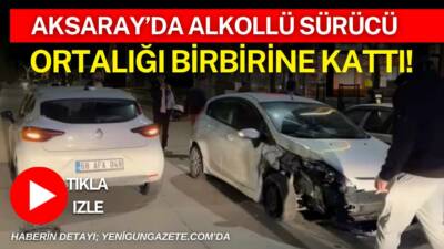 Aksaray’da alkollü olduğu belirlenen bir sürücünün hatalı sollama girişimi zincirleme