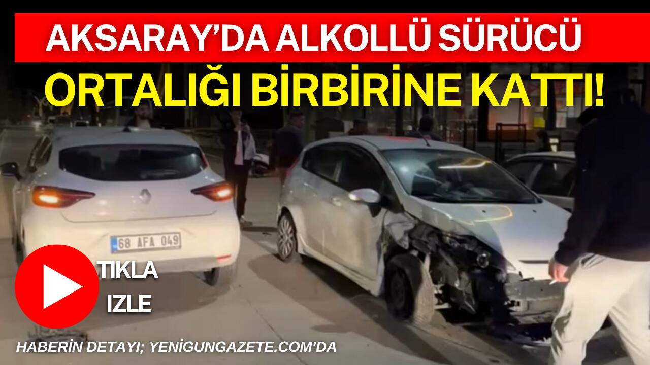 Aksaray’da alkollü olduğu belirlenen bir sürücünün hatalı sollama girişimi zincirleme