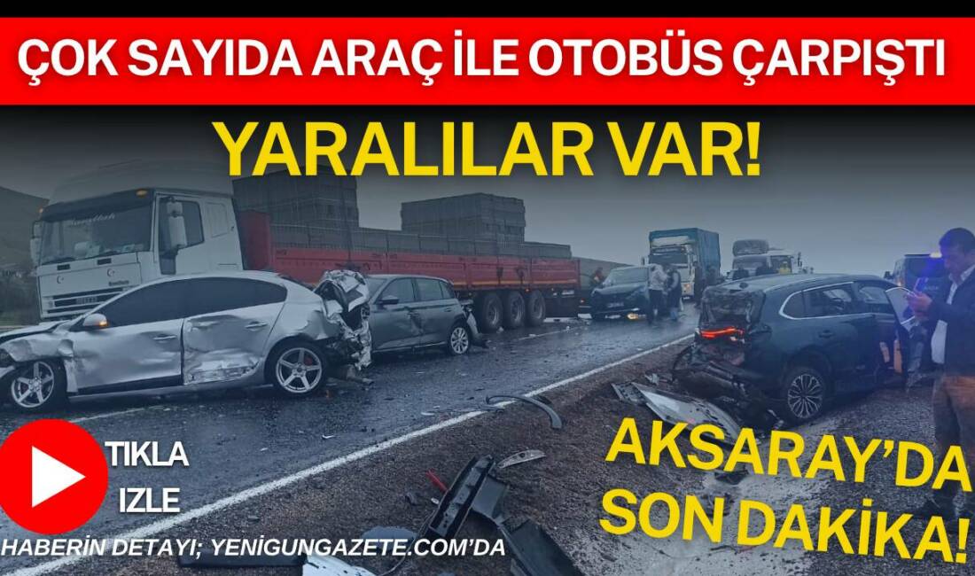 Aksaray’da çok sayıda araç ile otobüs çarpıştı: Yaralılar var! Aksaray-Nevşehir yolu Alayhan mevkiinde otobüs ve çok sayıda araçların karıştığı