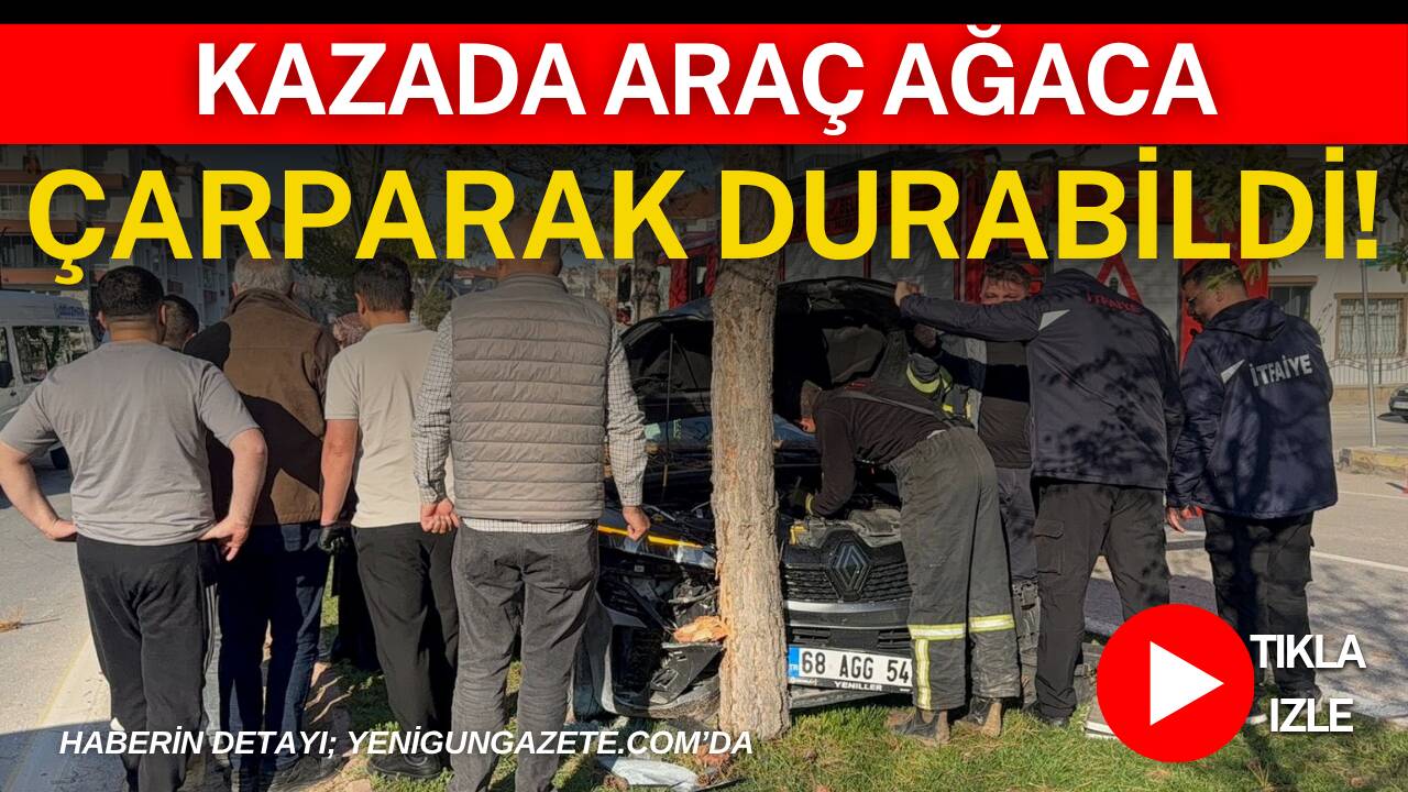 Aksaray’da Cumhuriyet Bulvarı’nda iki otomobilin çarpışması sonucu araçlardan biri orta