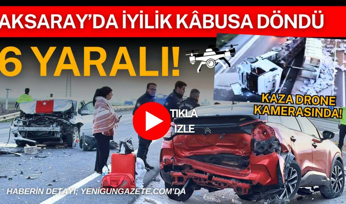 Aksaray’da devrilen tıra yardım için duran otomobil sürücüsüne başka bir