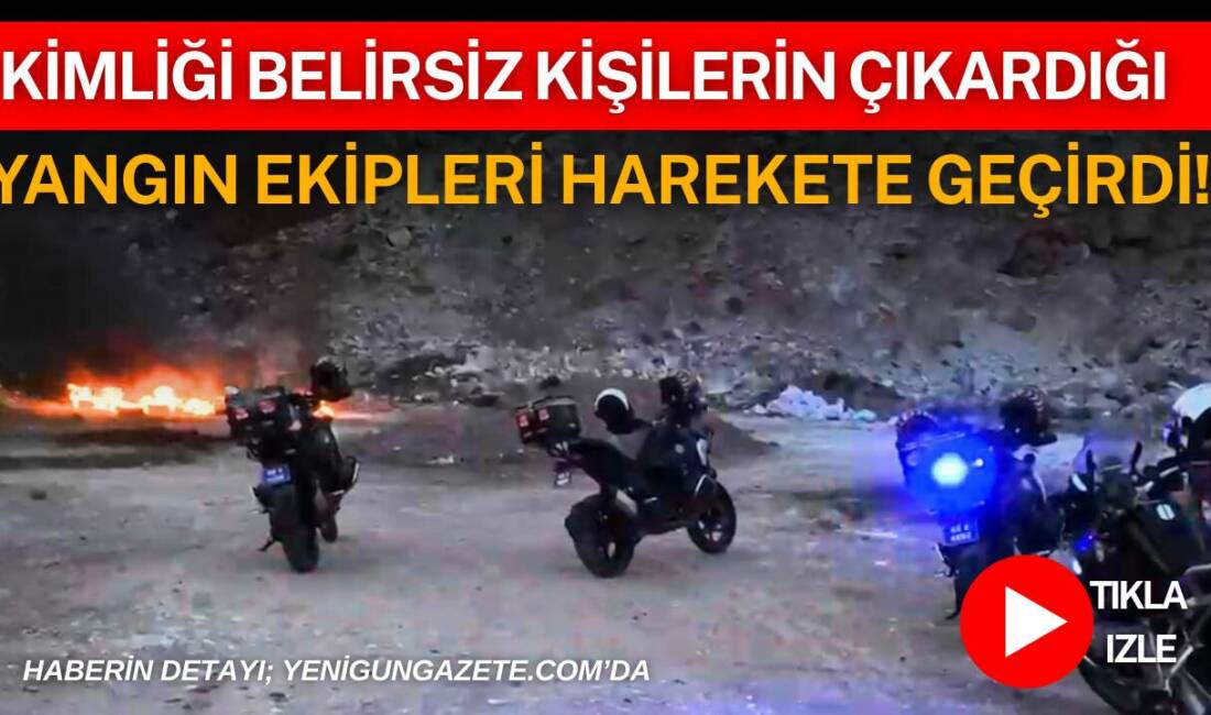 Aksaray Kireçlik mevkiinde kimliği belirsiz kişilerce yakıldığı değerlendirilen lastik yangını,