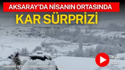 Aksaray’ın Güzelyurt ilçesinde gece yağan kar, sabah 5-6 santimetreye ulaştı;