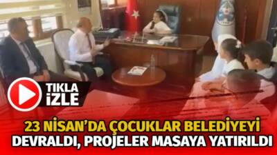 23 Nisan kapsamında belediyede temsili başkanlık yapan çocuklar, Helvadere’nin geleceğine