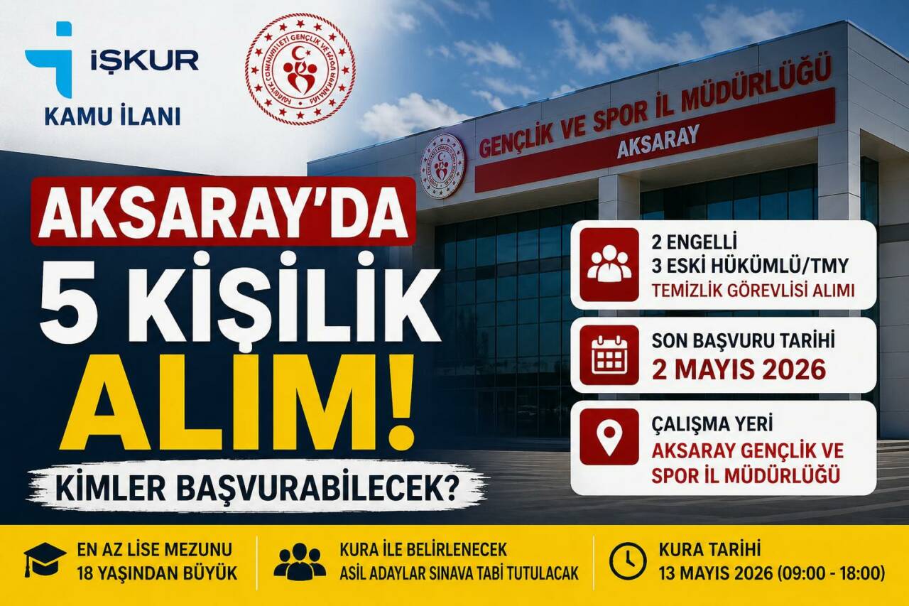 Aksaray’da Gençlik ve Spor İl Müdürlüğü için İŞKUR üzerinden 2