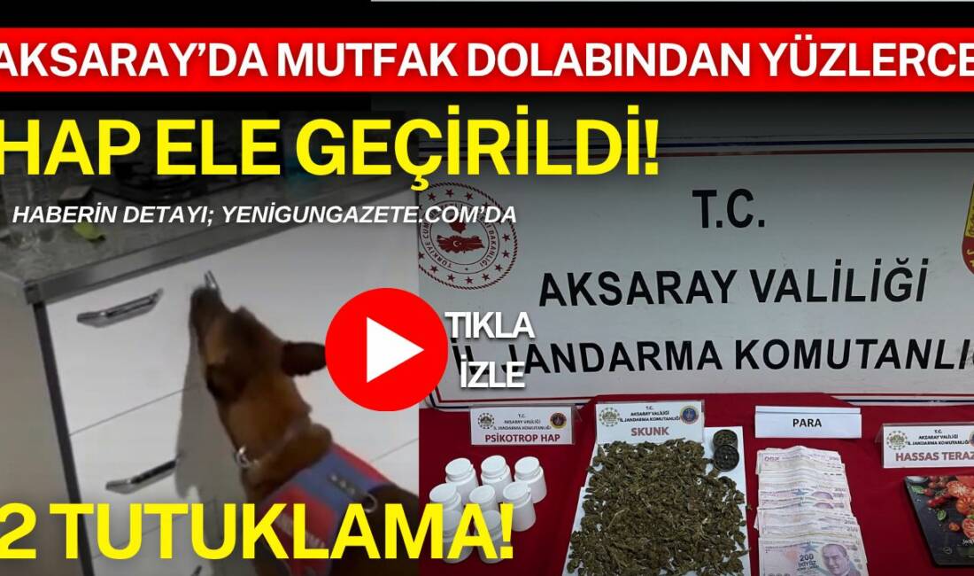 Aksaray’da jandarma ekiplerinin düzenlediği operasyonda iki şüpheli yakalandı, Narkotik köpeği