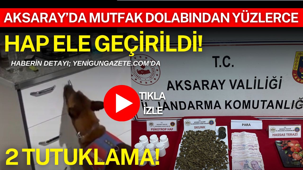Aksaray’da jandarma ekiplerinin düzenlediği operasyonda iki şüpheli yakalandı, Narkotik köpeği