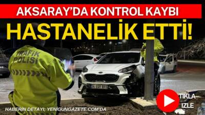 Aksaray’da sürücüsünün direksiyon hâkimiyetini kaybettiği otomobil refüje çıkarak kaza yaptı.