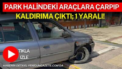 Aksaray’da kontrolden çıkan otomobil, iki park halindeki araca çarparak kaldırıma