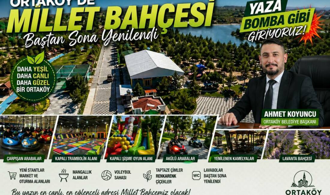 Ortaköy’de Millet Bahçesi Baştan Sona Yenilendi Aksaray Ortaköy’de Millet Bahçesi, oyun alanları, sosyal donatılar ve peyzaj