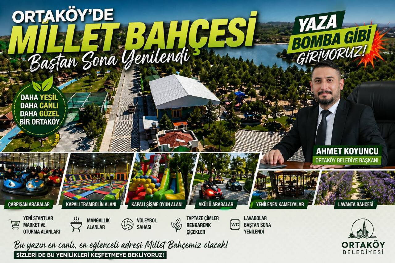 Aksaray Ortaköy’de Millet Bahçesi, oyun alanları, sosyal donatılar ve peyzaj