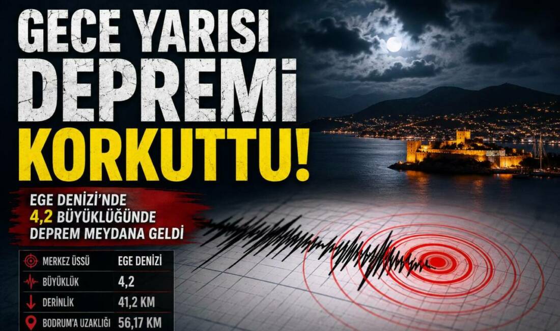 Gece Yarısı Depremi Korkuttu Muğla’nın Bodrum ilçesi açıklarında Ege Denizi’nde gece saatlerinde 4,2 büyüklüğünde