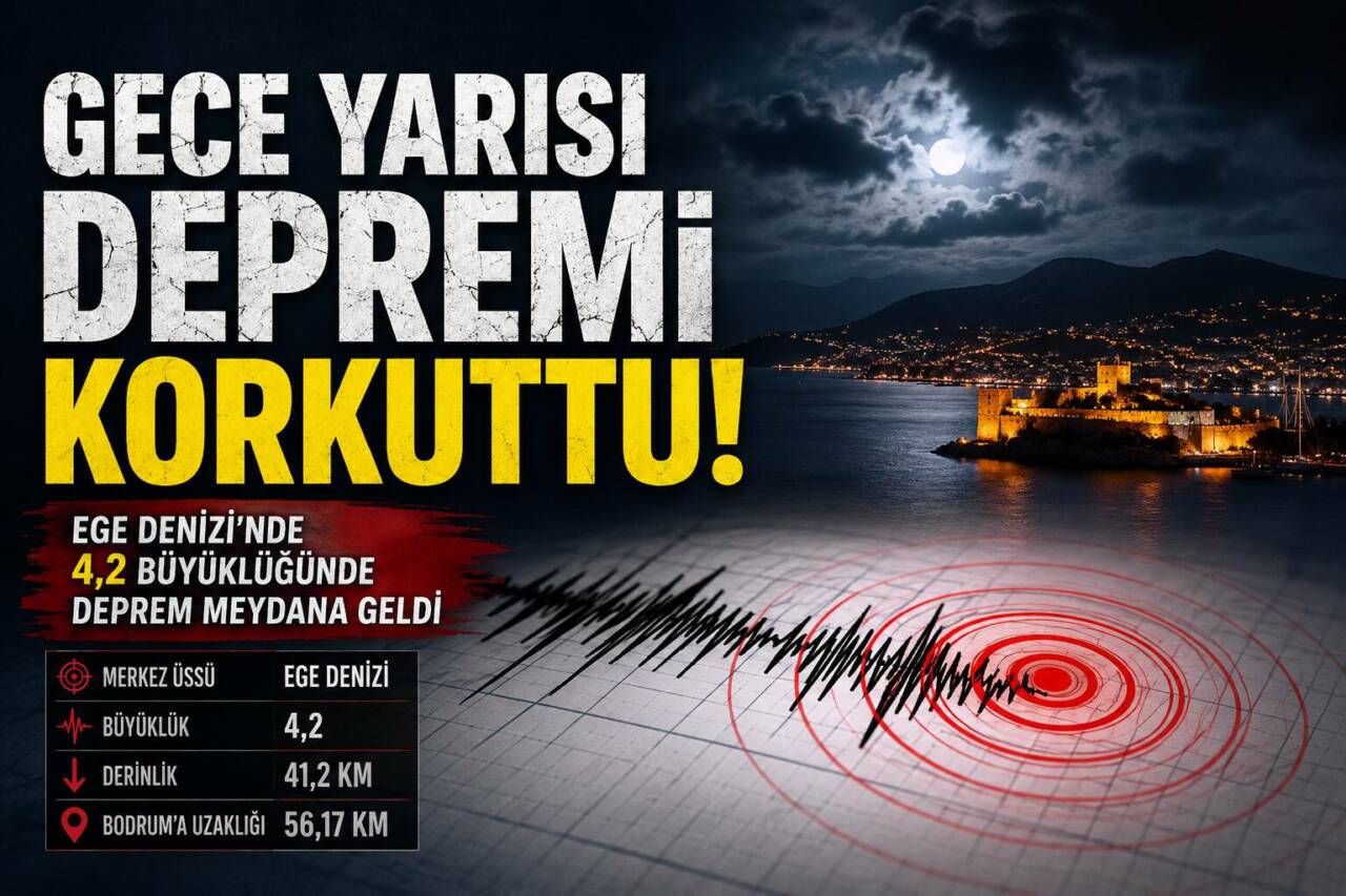 Muğla’nın Bodrum ilçesi açıklarında Ege Denizi’nde gece saatlerinde 4,2 büyüklüğünde