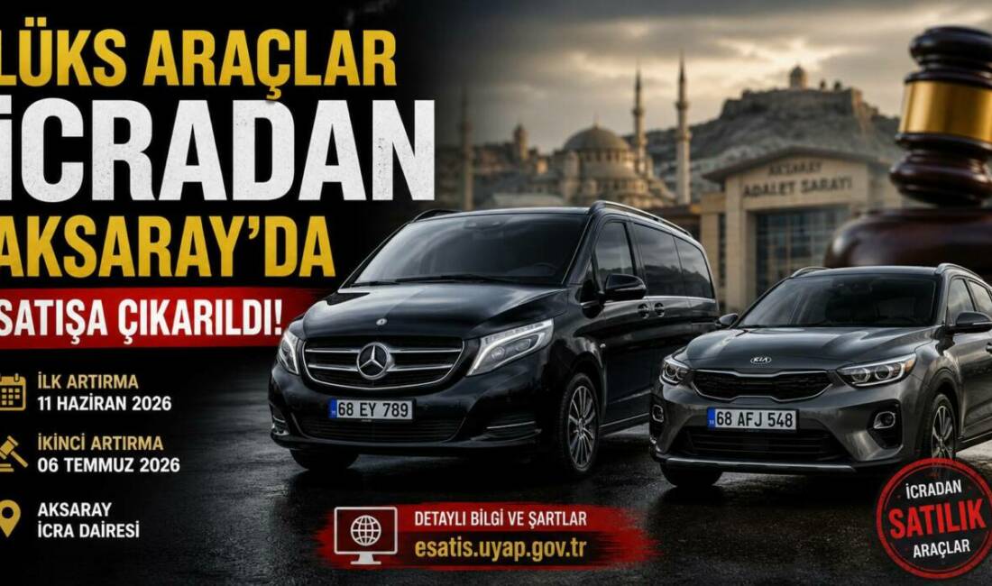 Aksaray İcra Dairesi, borç nedeniyle haczedilen 2017 model Mercedes ve