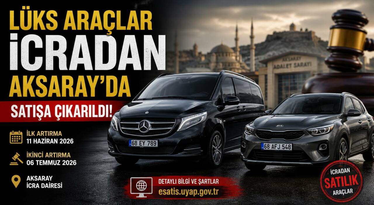 Aksaray İcra Dairesi, borç nedeniyle haczedilen 2017 model Mercedes ve