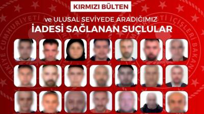İçişleri Bakanlığı, kırmızı bültenle aranan 27, ulusal seviyede aranan 21
