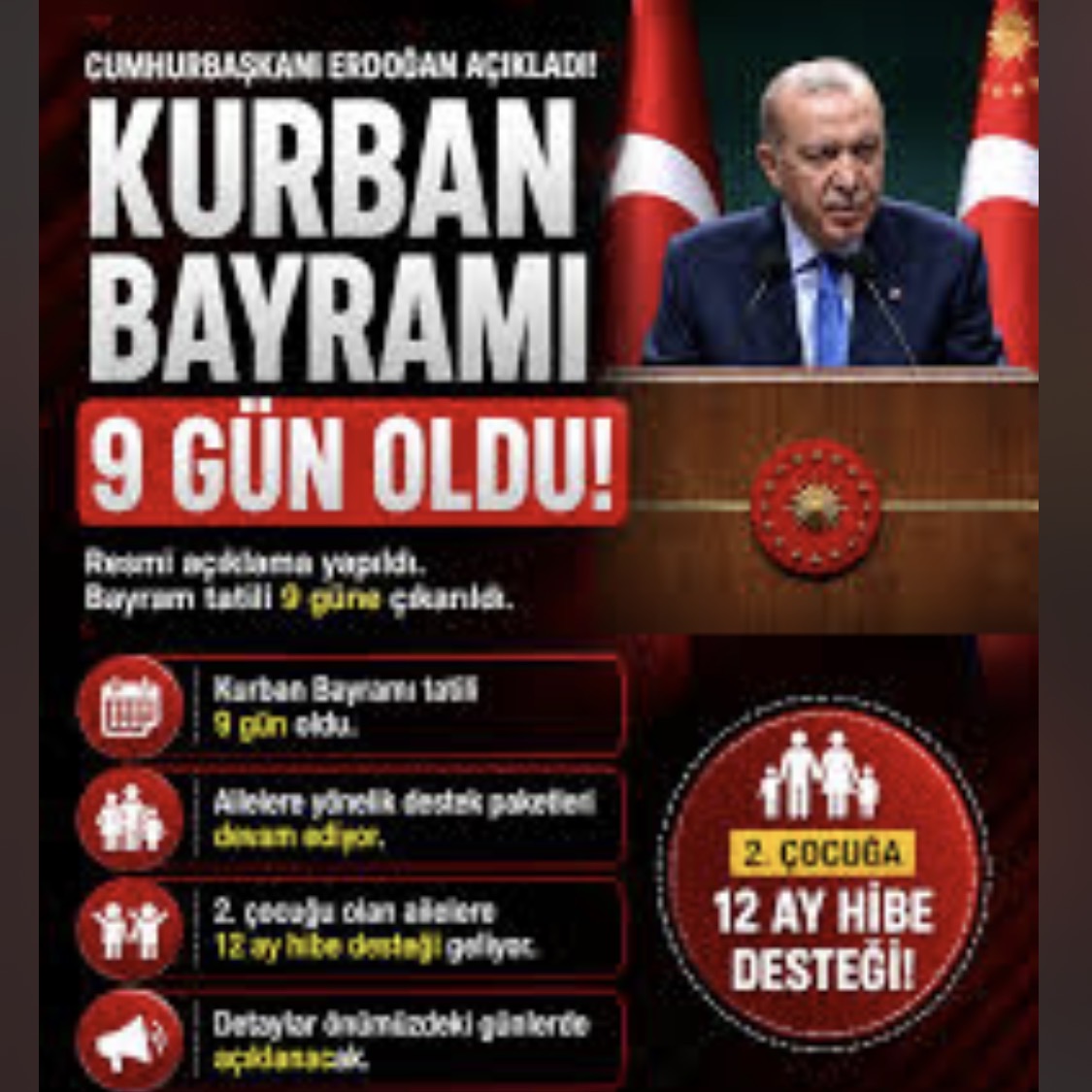 Cumhurbaşkanı Erdoğan, kabine toplantısı sonrası 2026 Kurban Bayramı tatilinin 9