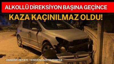 Aksaray Büyük Bölcek Mahallesi’nde kontrolden çıkan otomobil duvara çarptı, sürücünün