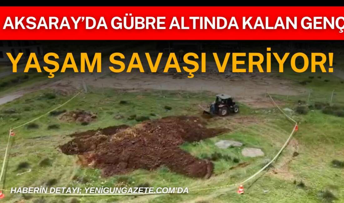 Aksaray’ın Sağlık beldesinde römorktan hayvan gübresi boşaltırken dökülen gübrenin altında