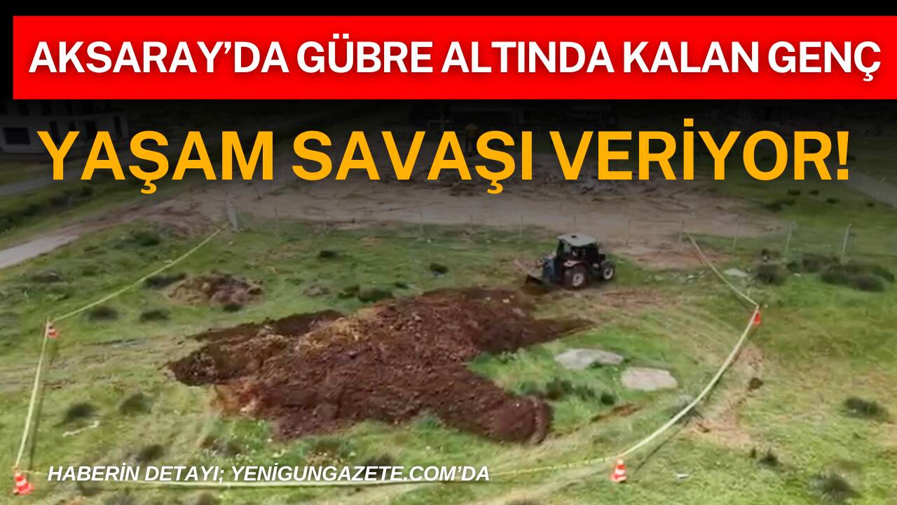 Aksaray’ın Sağlık beldesinde römorktan hayvan gübresi boşaltırken dökülen gübrenin altında
