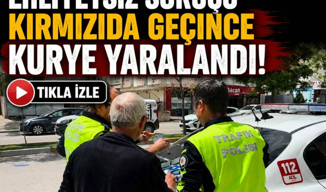 Ehliyetsiz sürücü kırmızıda geçince kurye yaralandı! Aksaray’da kırmızı ışık ihlali sonucu meydana gelen trafik kazasında motosiklet