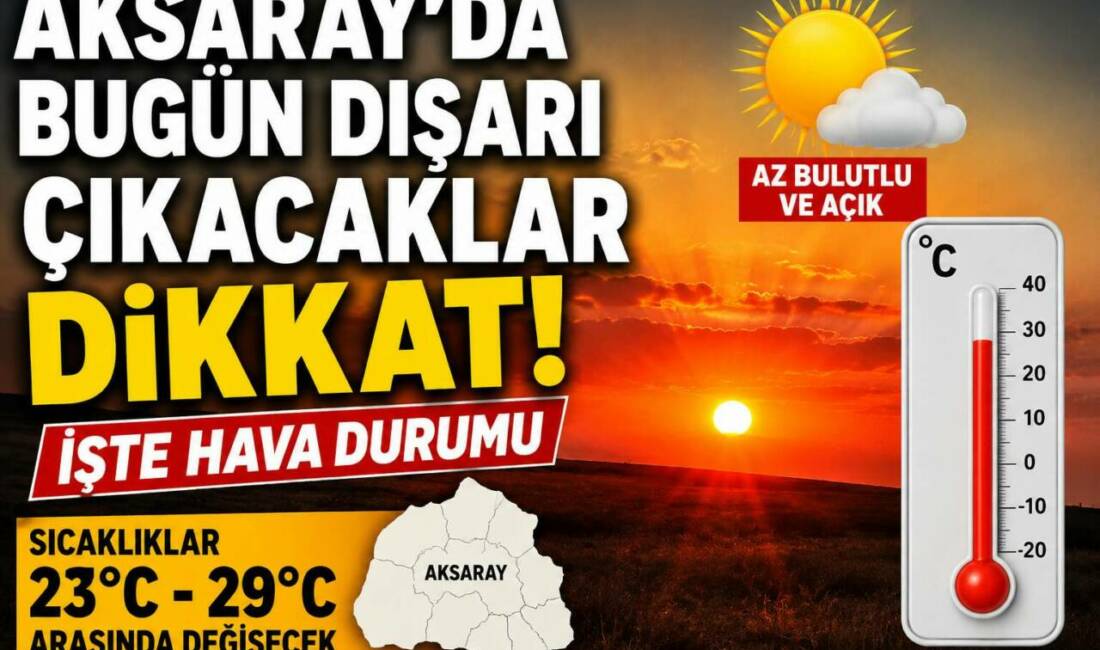 Meteoroloji’nin günlük tahminine göre Aksaray genelinde bugün az bulutlu ve