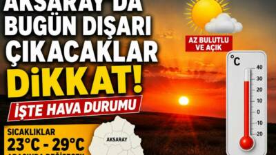 Meteoroloji’nin günlük tahminine göre Aksaray genelinde bugün az bulutlu ve