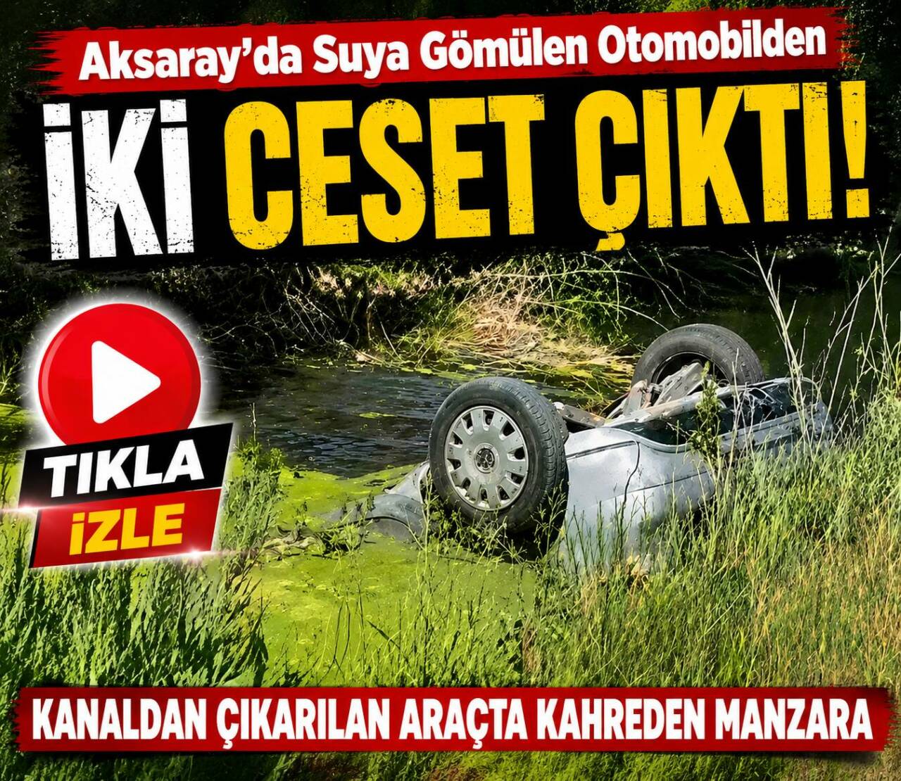 Aksaray merkeze bağlı Sağlık beldesinde drenaj kanalına düşen otomobilde bulunan