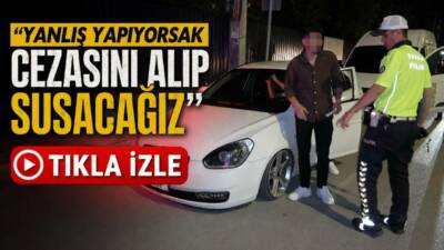 Aksaray’da aracına yaptığı abartı ışıklandırmayla polis çevirmesine takılan sürücü, üslubuyla