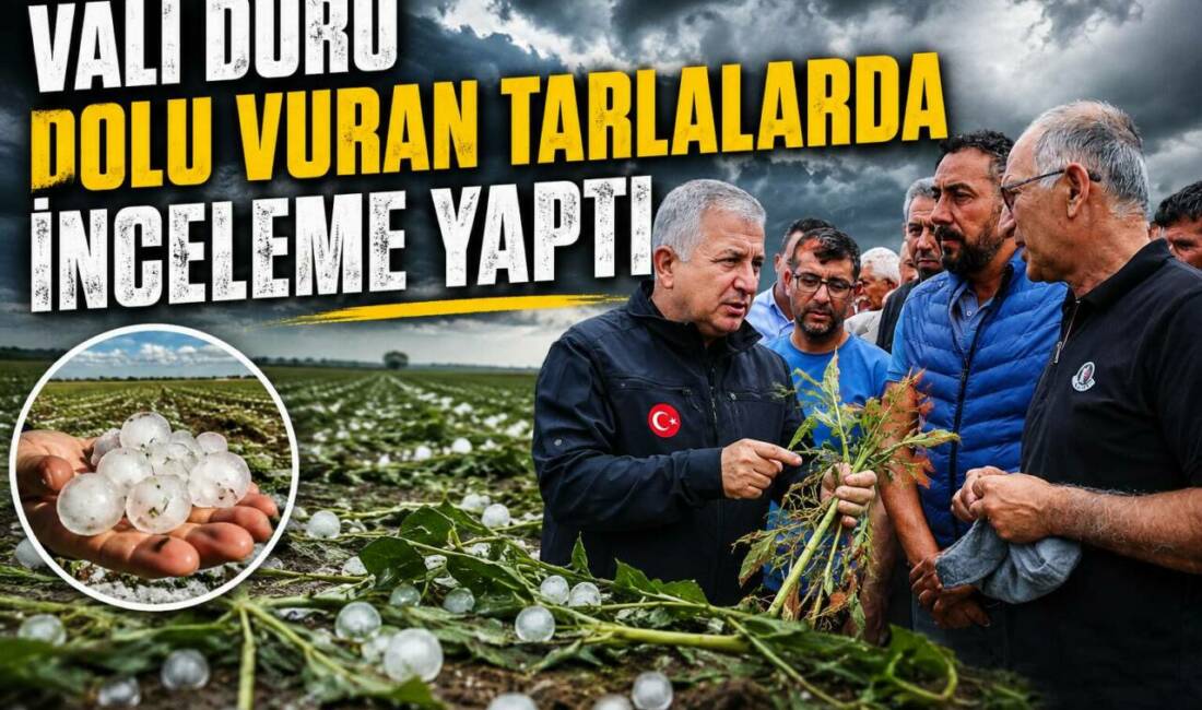 Vali Duru Dolu Vuran Tarlalarda İnceleme Yaptı Aksaray Valisi Murat Duru, aşırı yağmur ve dolu yağışından etkilenen