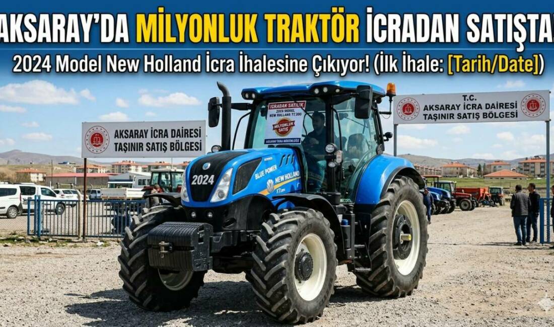 Aksaray’da Milyonluk Traktör İcradan Satışa Çıkıyor Aksaray İcra Dairesi 2025/740 TLMT dosyasıyla 2024 model New Holland