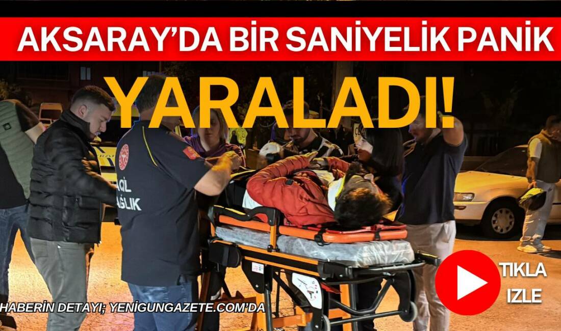 Aksaray’da karşısında aracı görünce çarpmamak için panikleyerek frene basan motosiklet
