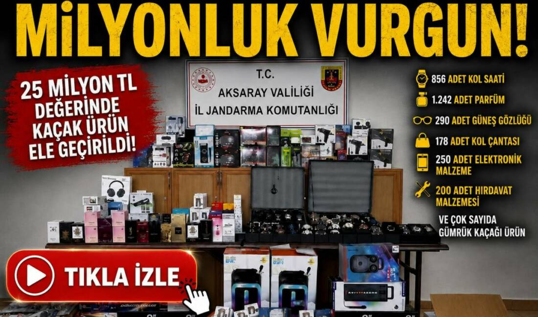 Aksaray’da 6 Adrese Baskın: Milyonluk Vurgun! Aksaray’da jandarma ekiplerince düzenlenen operasyonda piyasa değeri yaklaşık 25 milyon