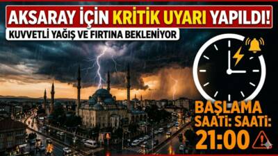 Meteoroloji Genel Müdürlüğü, Konya, Karaman, Aksaray ve Niğde için kuvvetli