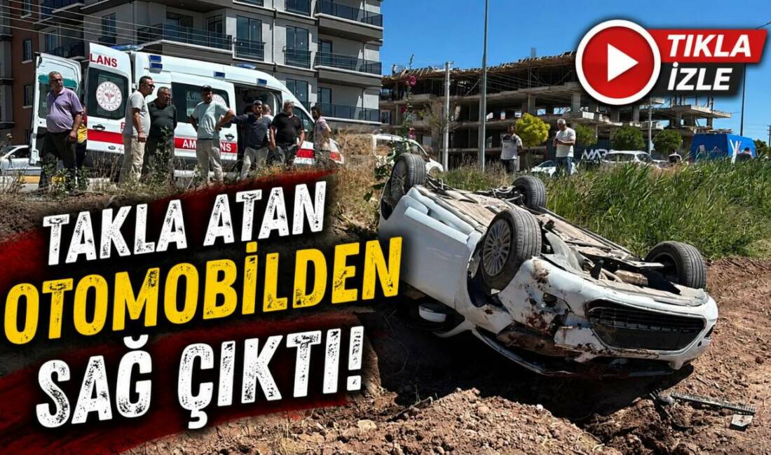 Aksaray’da kontrolden çıkarak tarlaya takla atan otomobil hurdaya döndü. Kazada
