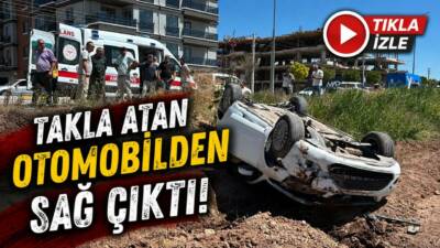 Aksaray’da kontrolden çıkarak tarlaya takla atan otomobil hurdaya döndü. Kazada