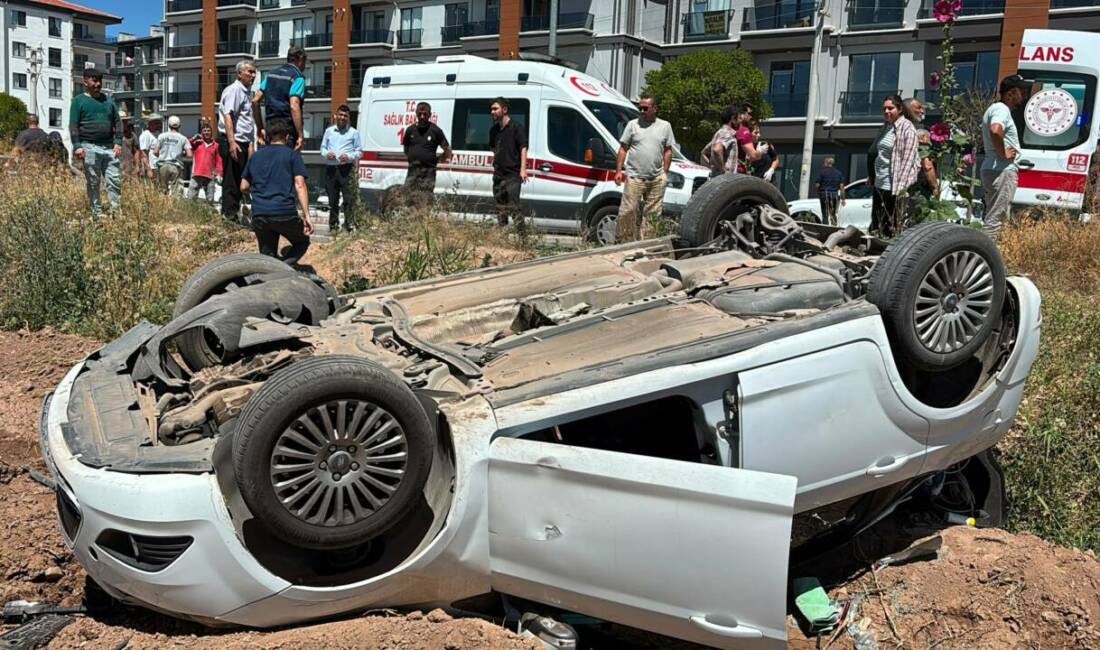 Aksaray’da kontrolden çıkarak tarlaya takla