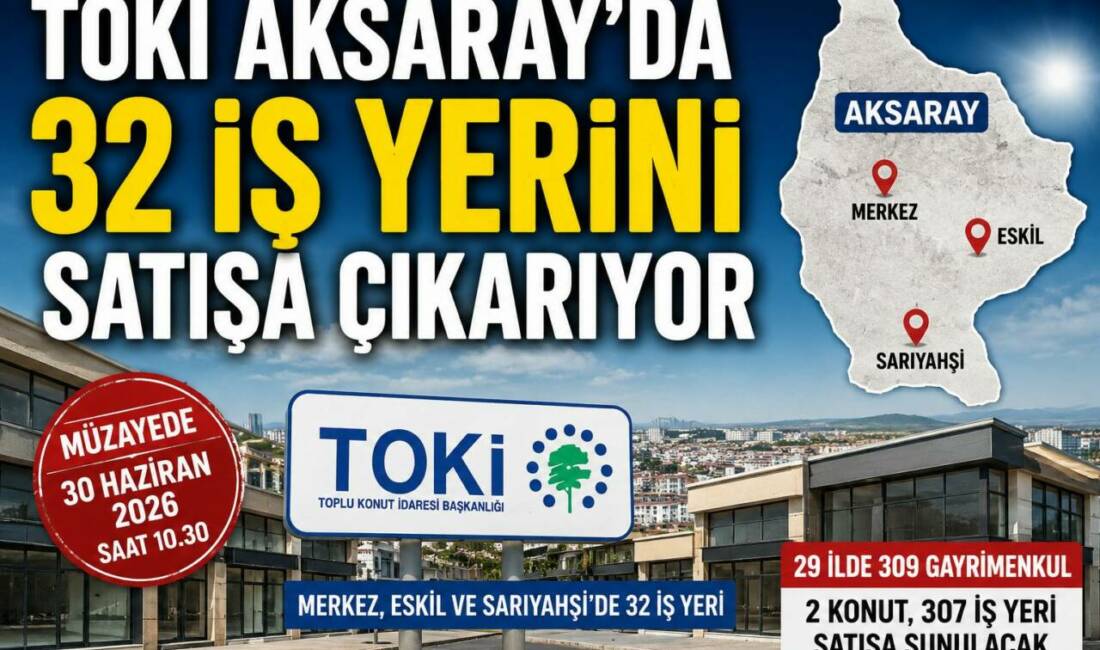TOKİ, 30 Haziran 2026 tarihinde düzenleyeceği müzayedeyle Aksaray’ın Merkez, Eskil