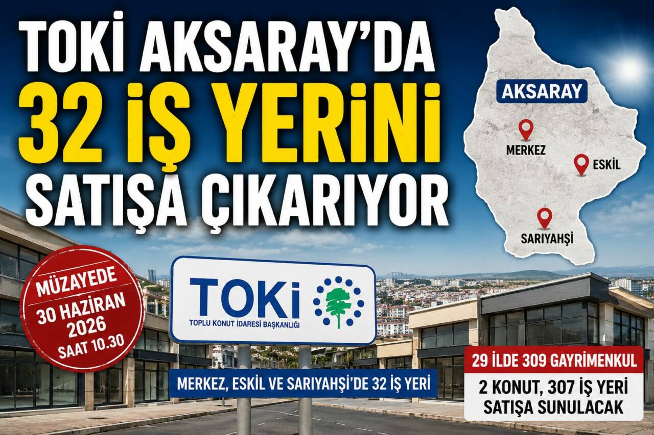 TOKİ, 30 Haziran 2026 tarihinde düzenleyeceği müzayedeyle Aksaray’ın Merkez, Eskil