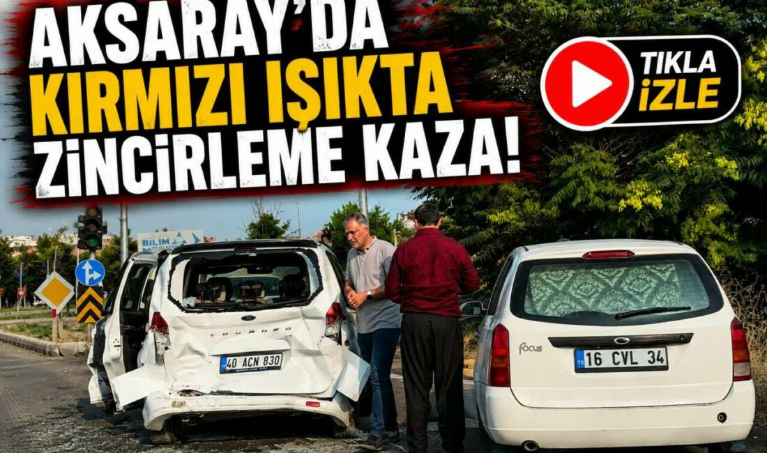 Aksaray’da kırmızı ışıkta zincirleme kaza! Aksaray’da Konya yolu üzerindeki Tacin Mahallesi kavşağında meydana gelen zincirleme