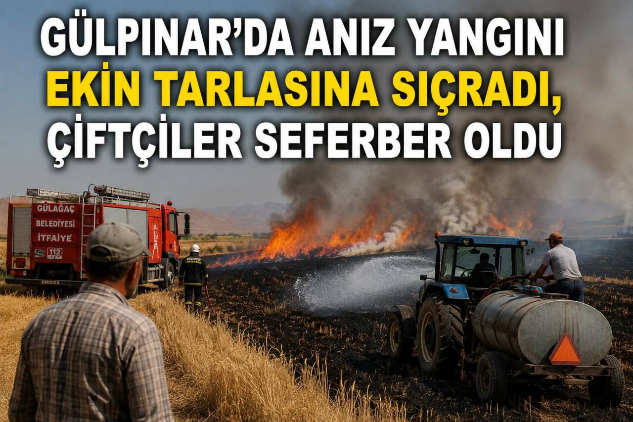 Aksaray’ın Gülağaç ilçesine bağlı Gülpınar kasabasında çıkan anız yangını ekili