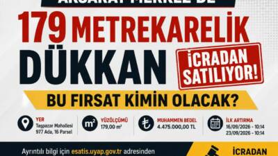 Aksaray Merkez Taşpazar Mahallesi’nde bulunan 179 metrekarelik taşınmaz, 4 milyon