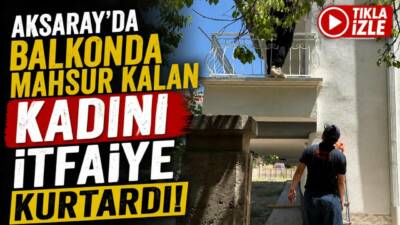 Aksaray’ın Hasas Mahallesi’nde temizlik yapmak için balkona çıkan bir kadın,
