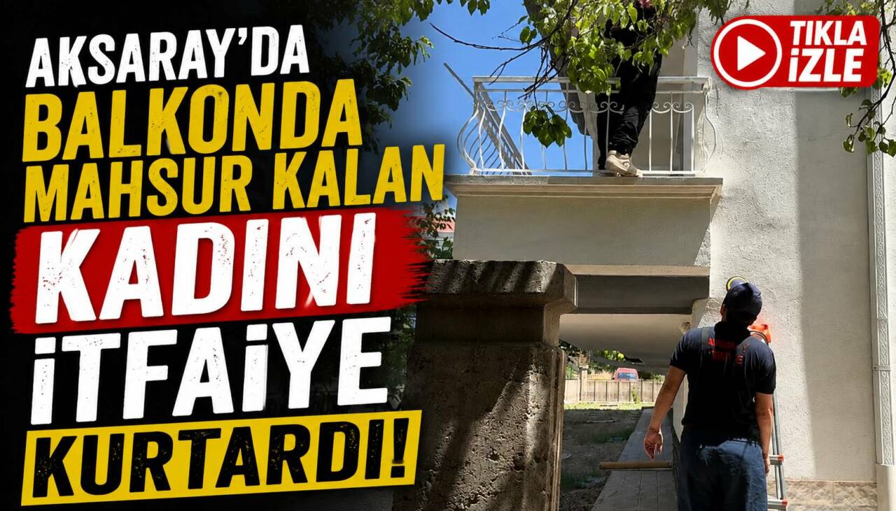 Aksaray’ın Hasas Mahallesi’nde temizlik yapmak için balkona çıkan bir kadın,