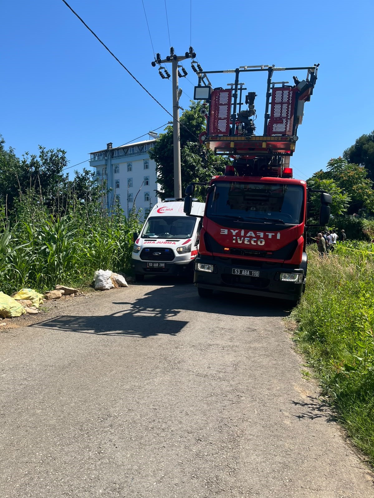 Rize'de ıhlamur toplarken kestiği dalın elektrik direğine temas etmesi soncusu