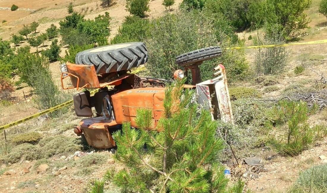 Karaman’da devrilen traktörünün altında kalan
