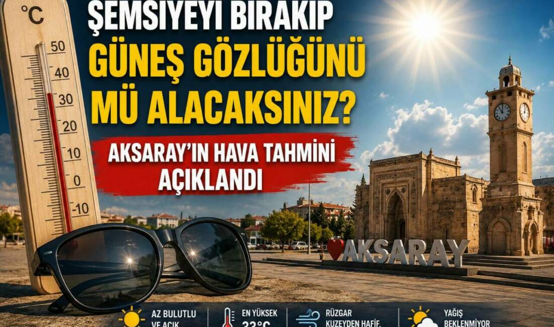 Şemsiyeyi Bırakıp Güneş Gözlüğünü Mü Alacaksınız? Aksaray’ın Hava Tahmini Açıklandı Meteoroloji, Aksaray ve ilçeleri için beklenen hava durumunu duyurdu. Yağış