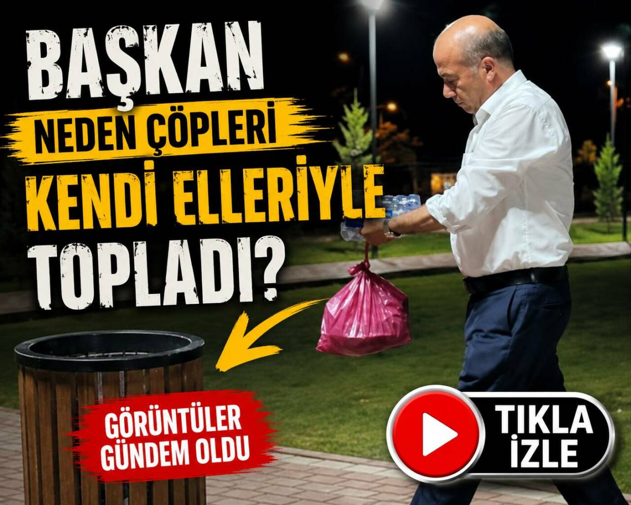 Yenikent Belediye Başkanı Ali Altınsoy’un millet bahçesinde yere atılan çöpleri