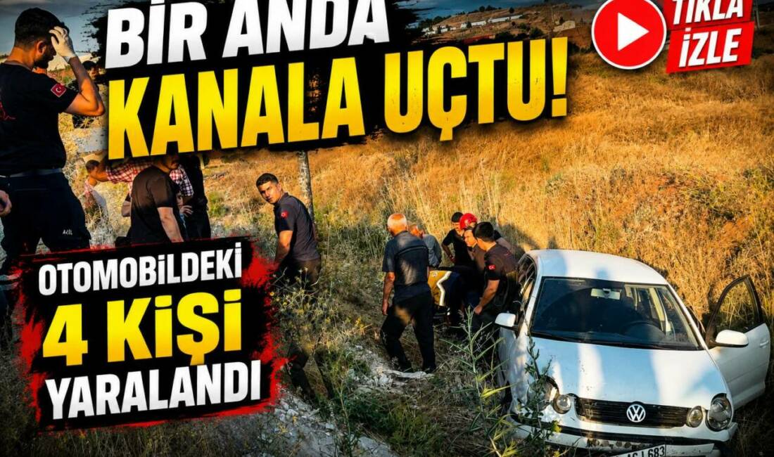 Bir Anda Kanala Uçtu! Otomobildeki 4 Kişi Yaralandı Aksaray’da viraja hızlı girdiği iddia edilen otomobil kontrolden çıkarak kanala
